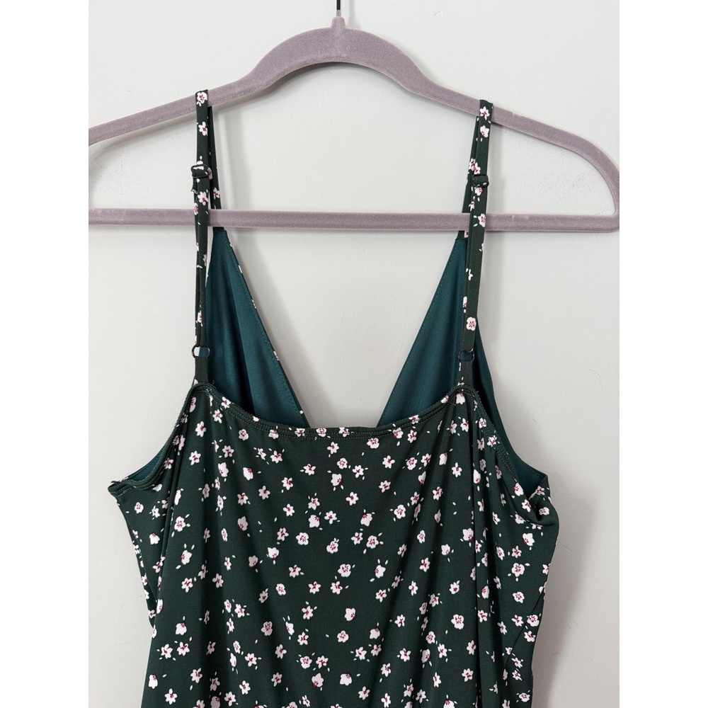 Kaileigh Ditsy Floral Wide Leg Forest Green Faux Wrap Sleeveless Jumpsuit XL - Picture 8 of 9